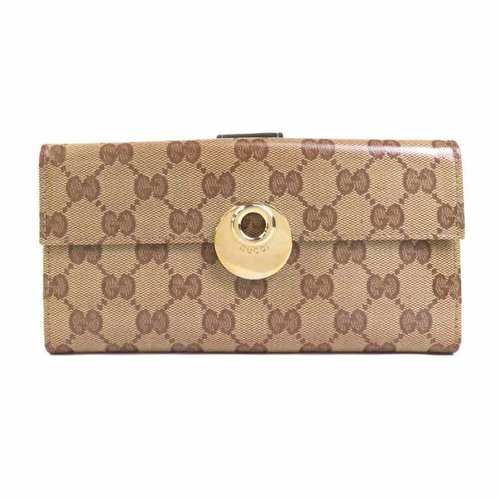 Gucci GUCCI Bi-fold long wallet GG crystal leather brown Men's and women's 23...